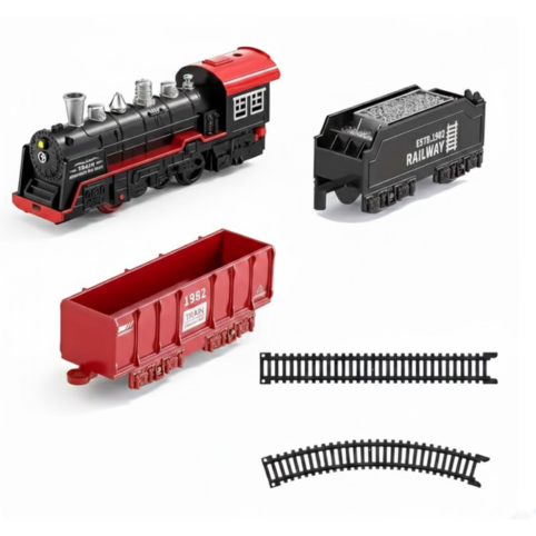 Retro Leksakståg – Tågset Med Lok, Vagnar & Räls