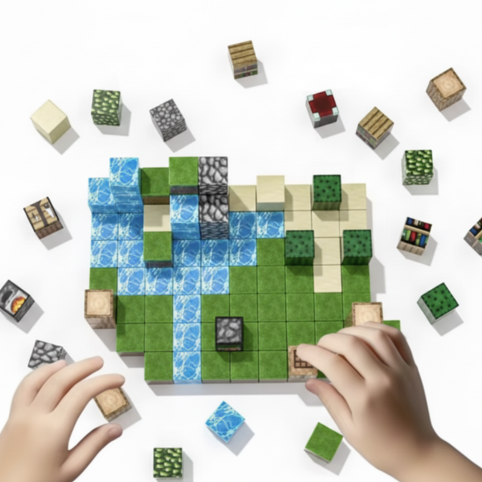 Magnetiska Byggklossar med Minecraftmotiv - 100 Bitar