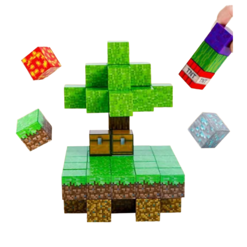 Magnetiska Byggklossar med Minecraftmotiv - 100 Bitar