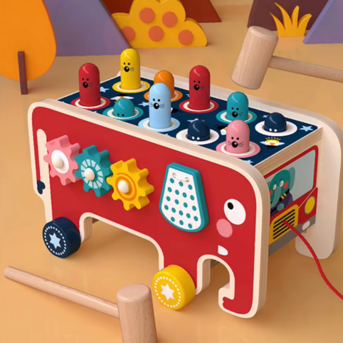 Bultbräda Leksak – Montessori Leksak i Trä - Röd