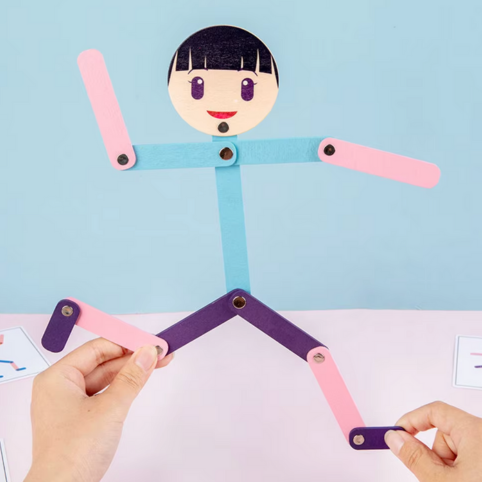 Trämänniska Leksaksset– Montessori Leksak - Tjej