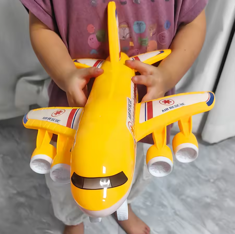 Stort Leksaksflygplan Med Dekaler - Gul