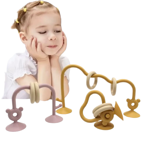 Silikon Ringbana för Småbarn – Lärande Leksak med Sugproppar för Enkel Fästning