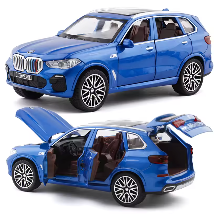 Lyx SUV Aluminium Bilmodell - Skala 1:32 med Ljud & Ljus - Blå