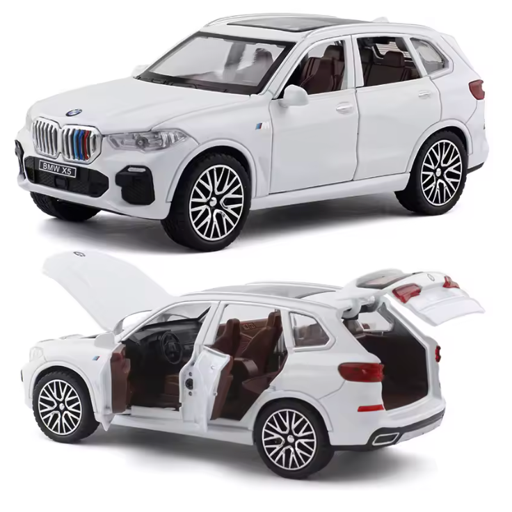 Lyx SUV Aluminium Bilmodell - Skala 1:32 med Ljud & Ljus - Vit