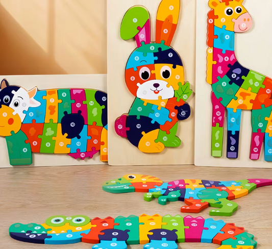 Hund 3D Träpussel – Montessori Lärande för Barn