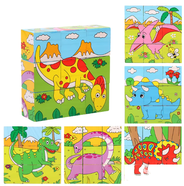 3D Puzzle Blocks for Toddlers 6 in 1 - Motor Skills and Play in One