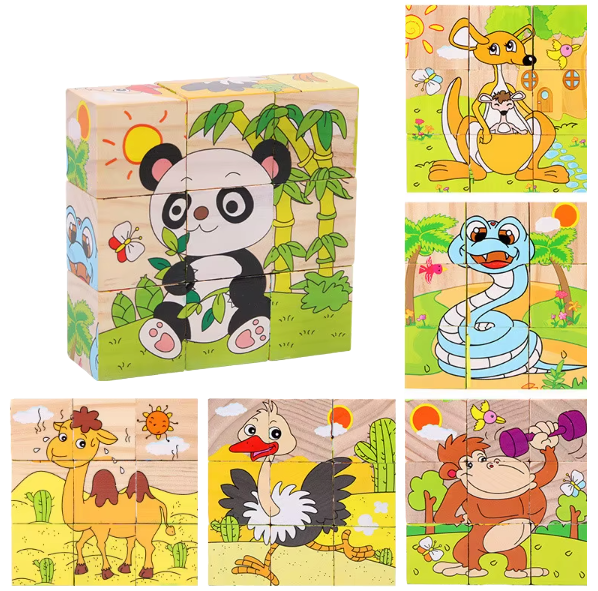 3D Puzzle Blocks for Toddlers 6 in 1 - Motor Skills and Play in One