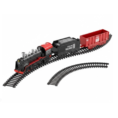 Retro Leksakståg – Tågset Med Lok, Vagnar & Räls