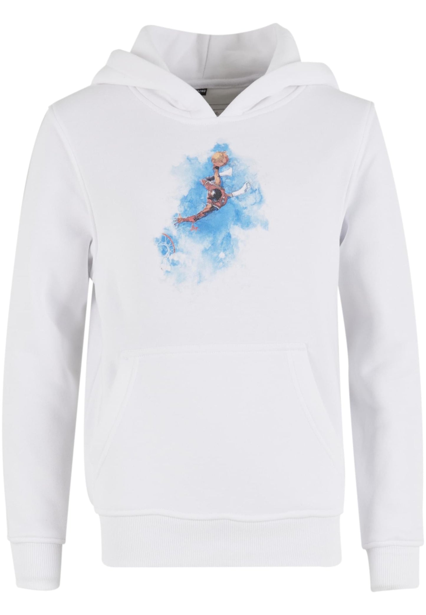 MT Basketball Clouds Hoody Kids i färgen vit framifrån mot ljus bakgrund