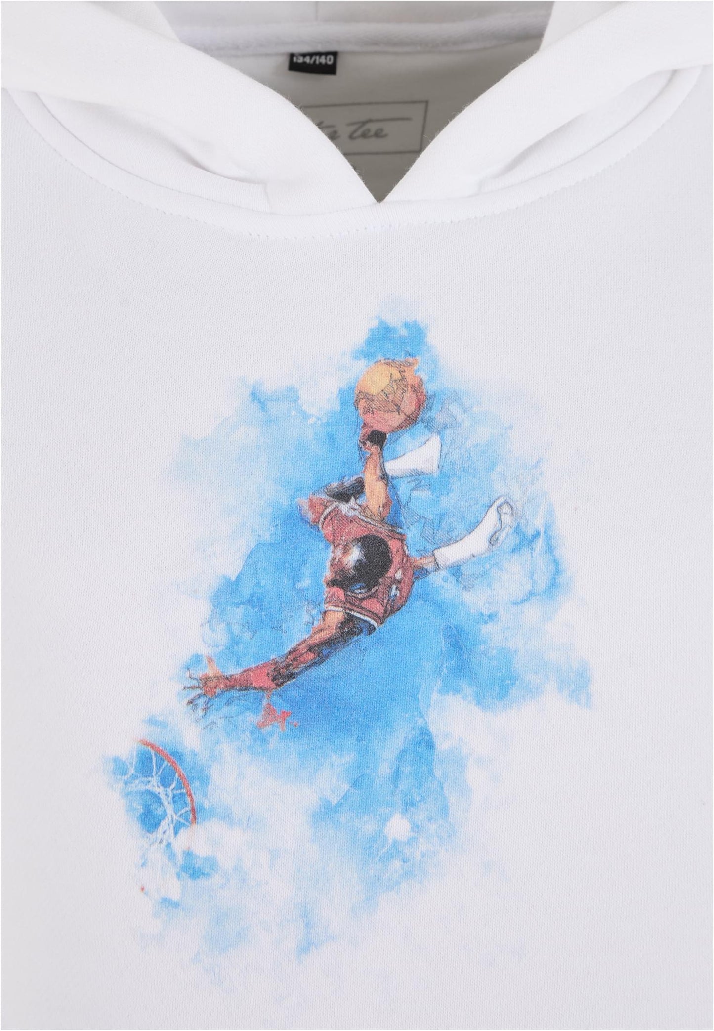 MT Basketball Clouds Hoody Kids i färgen vit från sidan mot ljus bakgrund