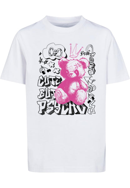 MT Kids Cute But Psycho Tee i färgen vit framifrån mot ljus bakgrund