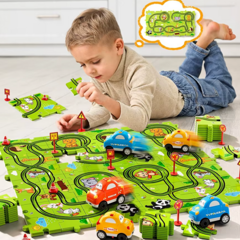 Pussel Racerbana Bilar – Rolig Lärorik Leksak - 32 Bitar