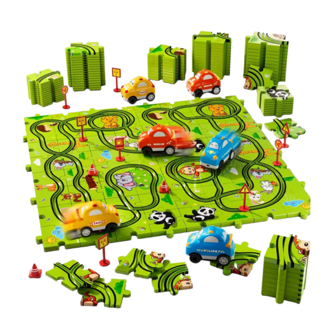 Pussel Racerbana Bilar – Rolig Lärorik Leksak - 32 Bitar