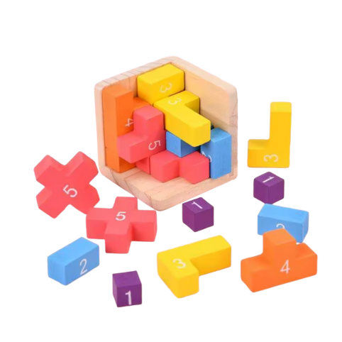 3D Logik Pussel i Trä –  Lärorik Leksak för Utveckling