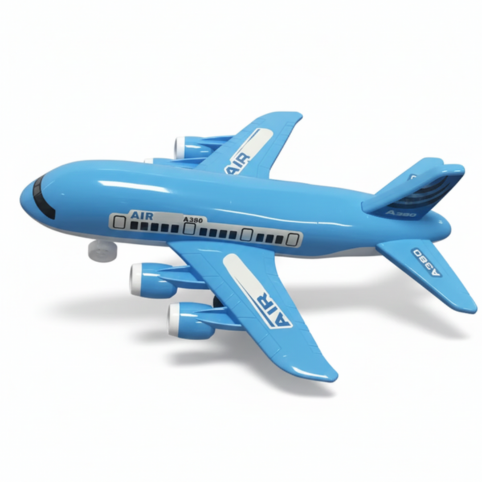 Stort Leksaksflygplan med Dekaler - Blå