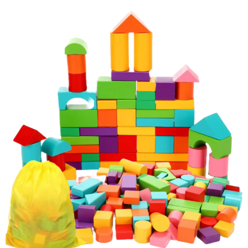 Träbyggklossar Förvaringspåse – Montessori Leksak