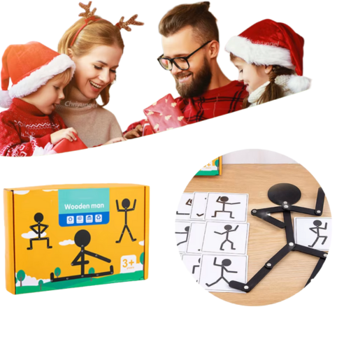 Trämänniska Leksaksset– Montessori Leksak - Svart