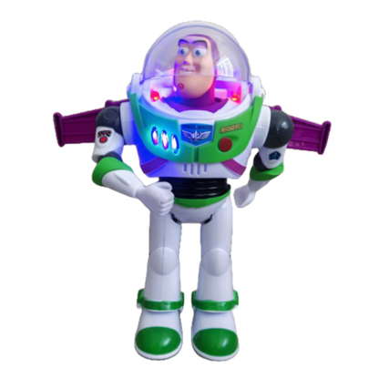 Buzz Lightyear-figur med lysande detaljer mot vit bakgrund