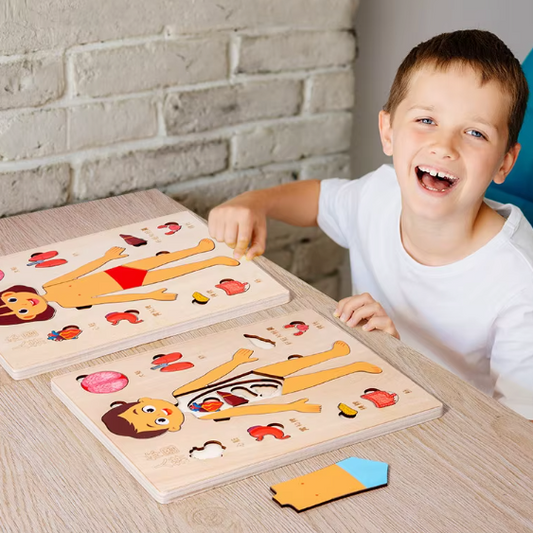 Montessori Wooden Puzzles – Learning Body Parts for Kids