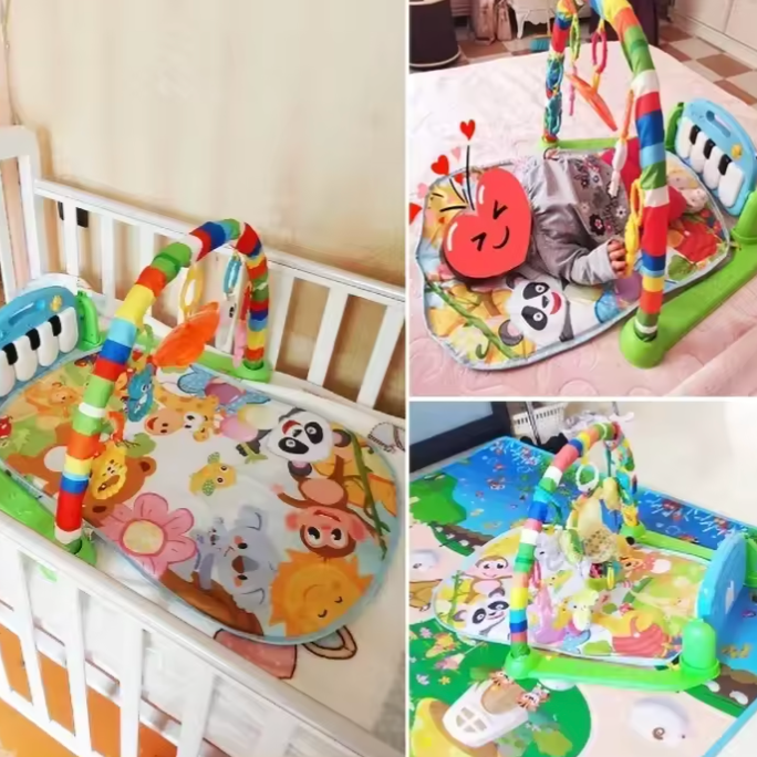 Babygym Med Piano Mörk färg – Lärande och Lek för Din Bebis