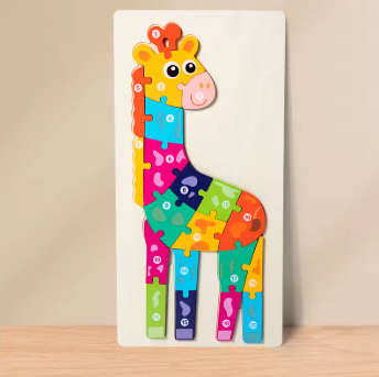 Giraff 3D Träpussel – Montessori Lärande för Barn
