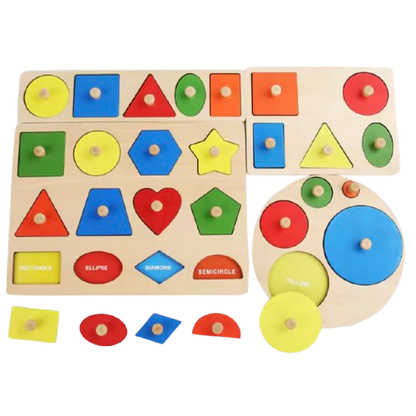 Montessori Baby Puzzle – Wooden Toy for Colors and Shape Matching