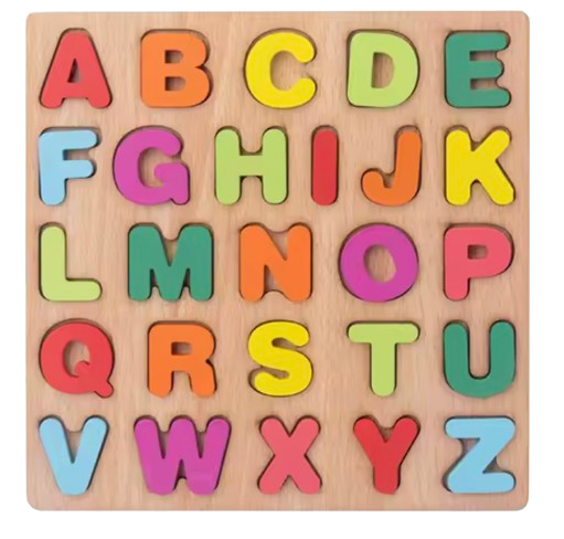 Montessori Pussel ABC Alfabet för Småbarn träpussel för småbarn mot ljus bakgrund