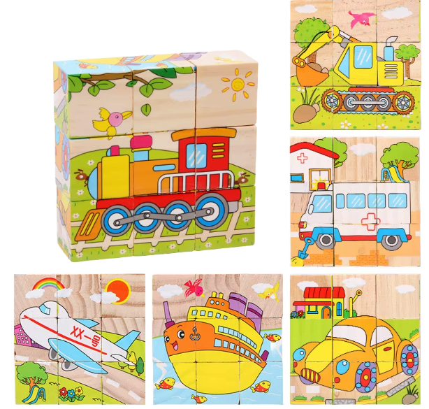 3D Puzzle Blocks for Toddlers 6 in 1 - Motor Skills and Play in One
