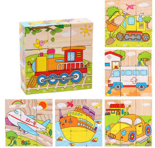 3D Puzzle Blocks for Toddlers 6 in 1 - Motor Skills and Play in One