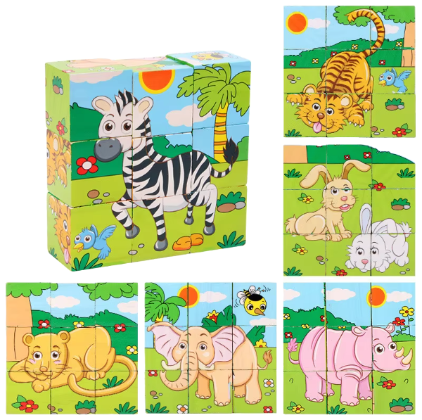 3D Puzzle Blocks for Toddlers 6 in 1 - Motor Skills and Play in One
