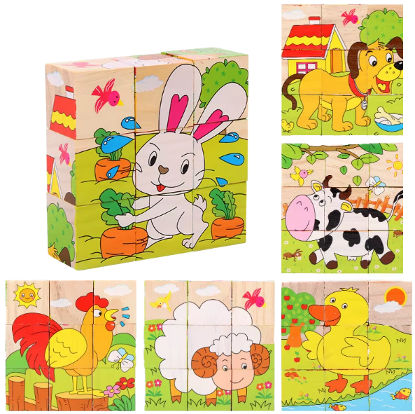 3D Puzzle Blocks for Toddlers 6 in 1 - Motor Skills and Play in One