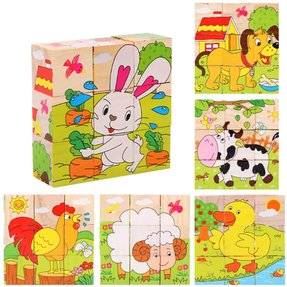3D Puzzle Blocks for Toddlers 6 in 1 - Motor Skills and Play in One