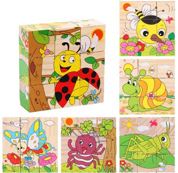 3D Puzzle Blocks for Toddlers 6 in 1 - Motor Skills and Play in One