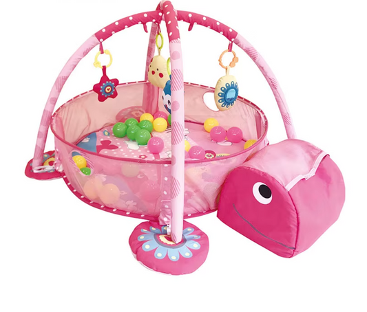 Babygym Sköldpadda Multifunktionellt med Vägg & Leksaker - Rosa