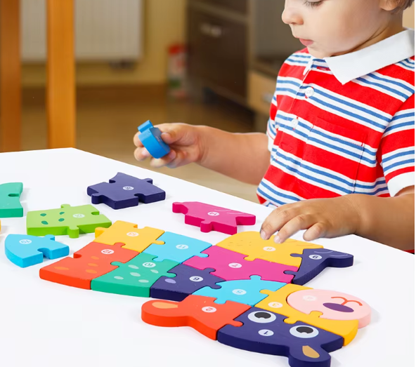 Giraff 3D Träpussel – Montessori Lärande för Barn