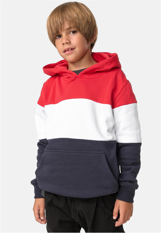 Boys 3-Tone Hoody fire red/white/navy 158/164 - fire red/white/navy 110/116