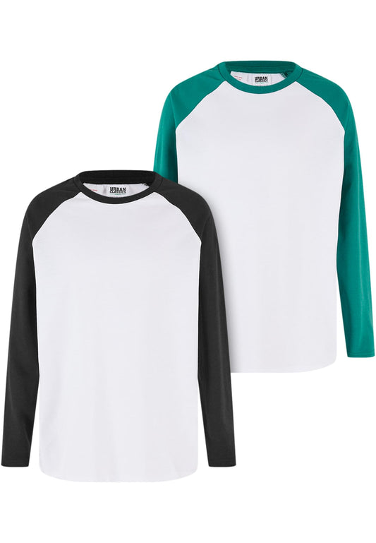 UC Boys Organic Oversized Raglan Longsleeve 2-Pack - Green/Black 110/116