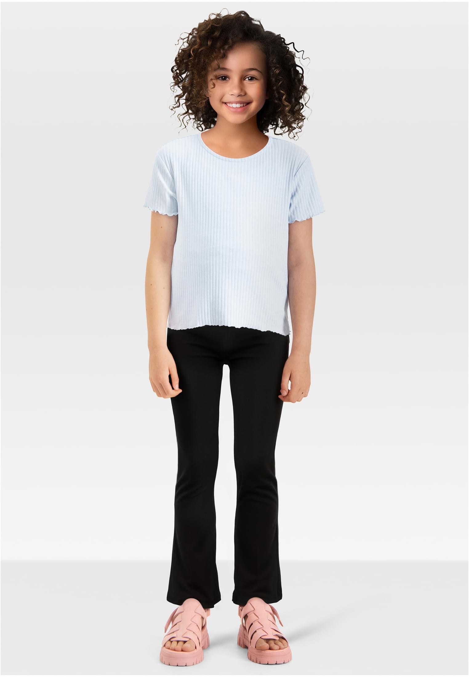 Girls Recycled High Waist Flared Leggings black 158/164