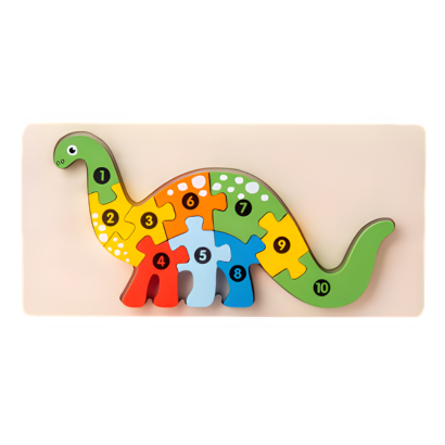Montessori Dinosauriepussel i Trä med Siffror för Småbarn