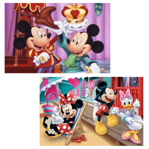 Tecknat Pussel 2-pack för Barn – Kungligt + Strand motiv 108 Bitar